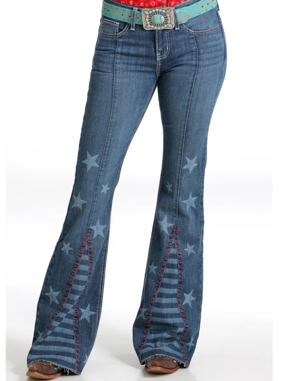 Cruel Hannah Mega Flare Denim Jeans 29 Patriotic MidRise Boho Retro Bell Bottom